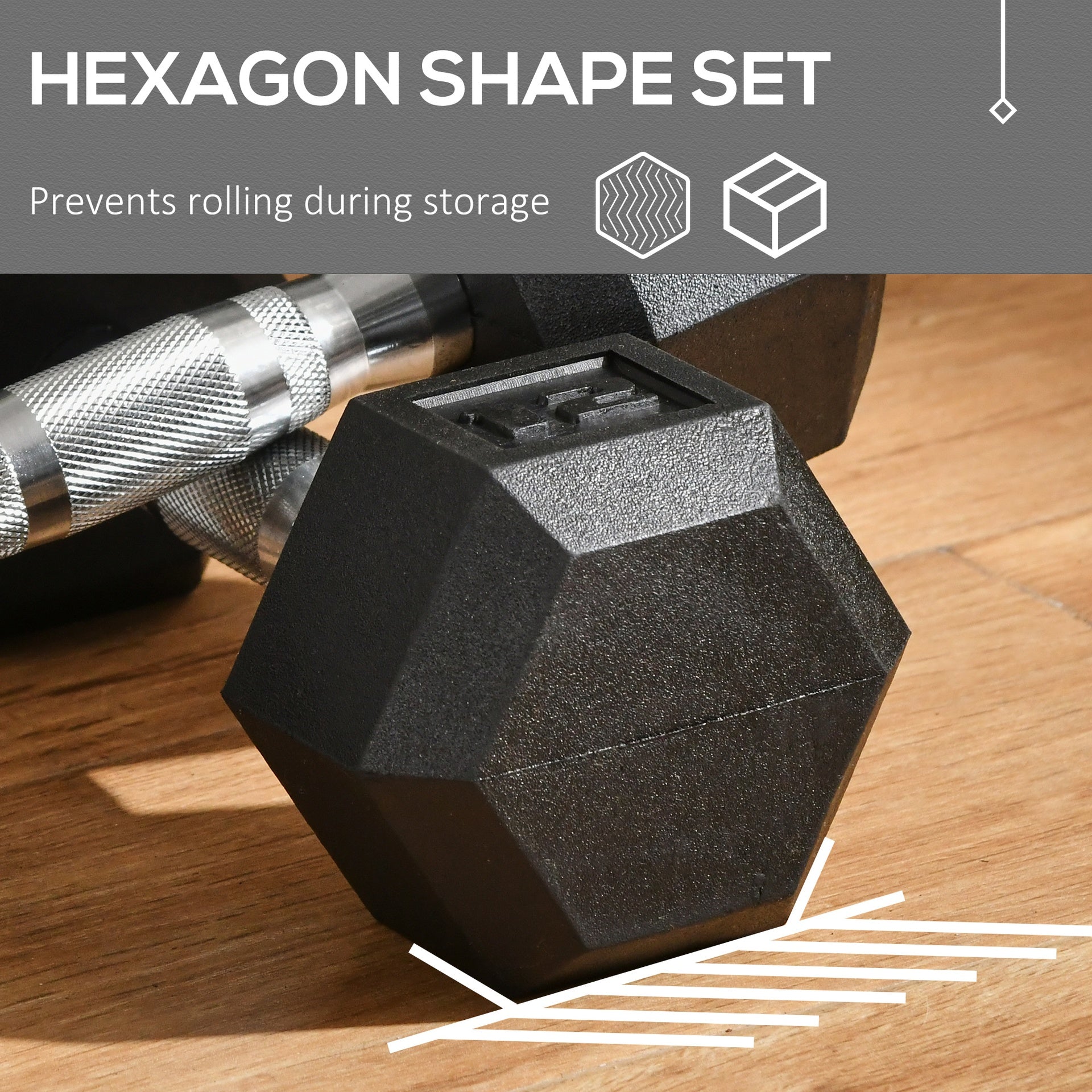 Soozier Hex Rubber Dumbbell Set for No Rolling