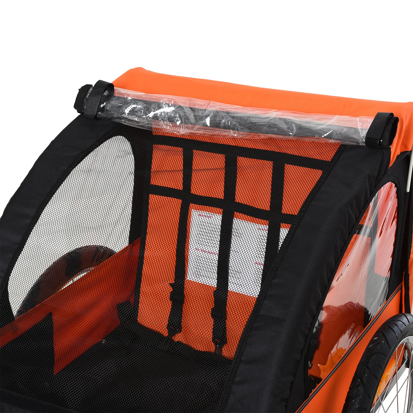 Aosom 2-Seat Child Bike Trailer for Kids with a Strong Steel Frame, 5-Point Safety Harnesses, & Comfortable Seat, Orange