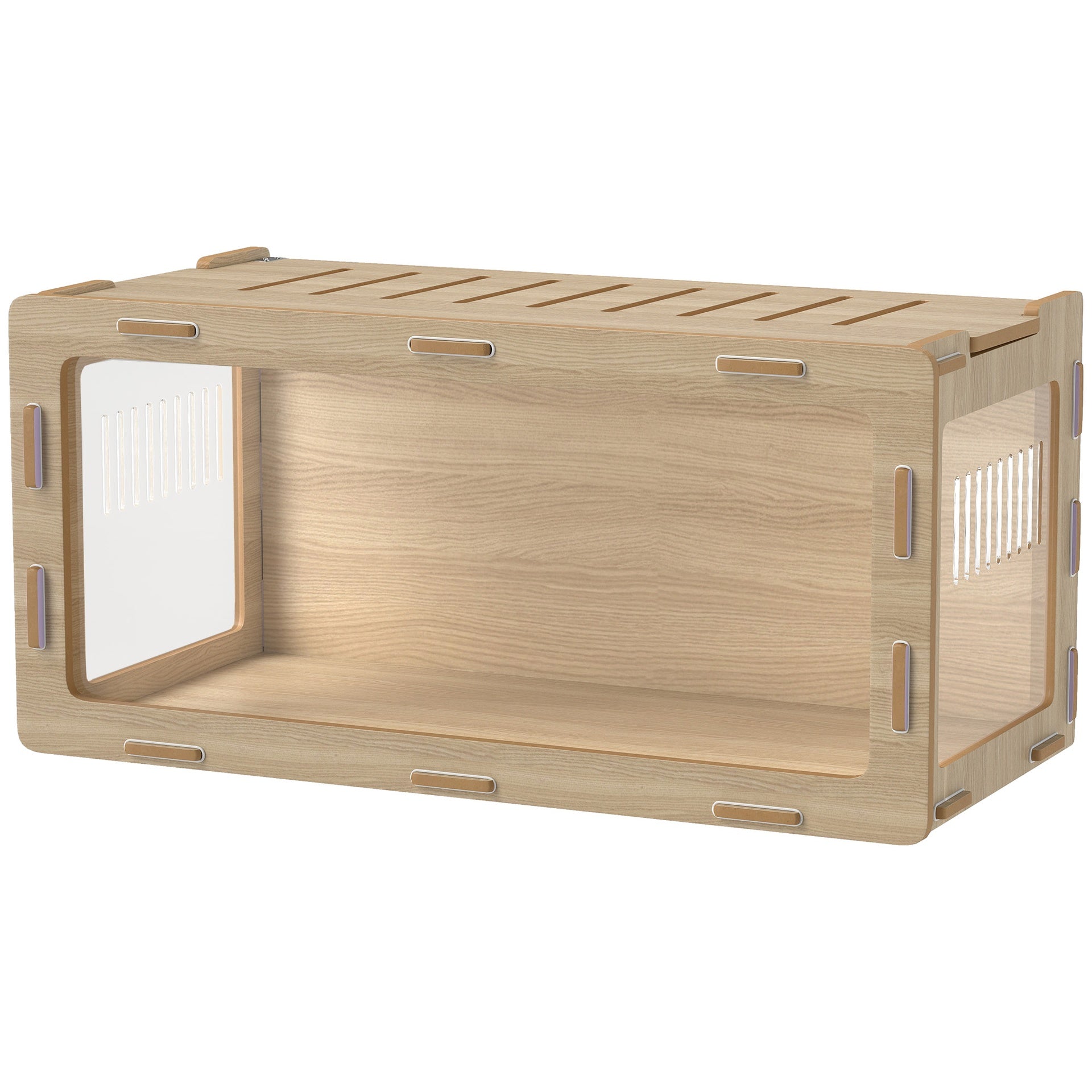 PawHut Hamster Cage with Easy View Acrylic Panels, Air Vents & Openable Roof, for Gerbil, Guinea Pig, 39" x 20" x 18.5", Oak
