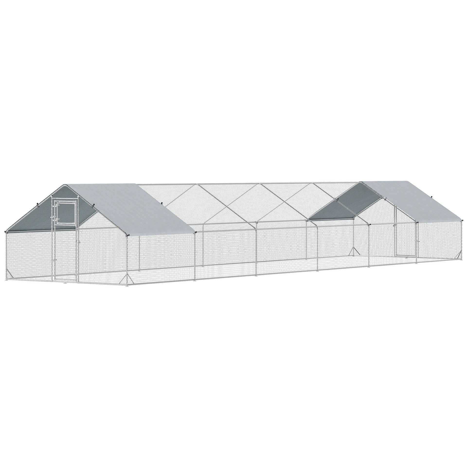 PawHut Large Chicken Coop with Waterproof and Anti-UV Cover, Spire Shaped for Outdoor and Yard Farm Use, 39' x 10' x 6.4'