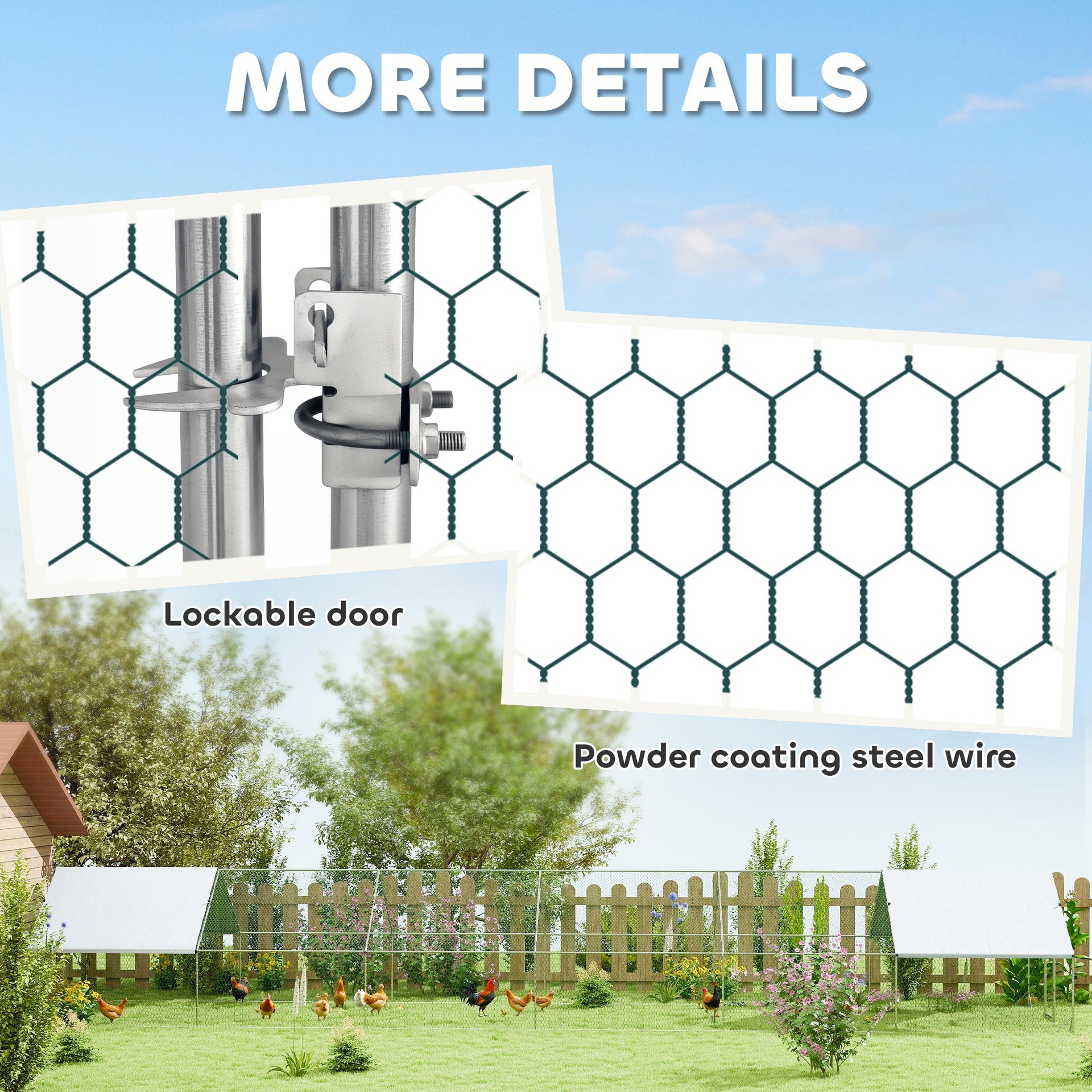 PawHut Large Chicken Coop with Waterproof and Anti-UV Cover, Spire Shaped for Outdoor and Yard Farm Use, 39' x 10' x 6.4'