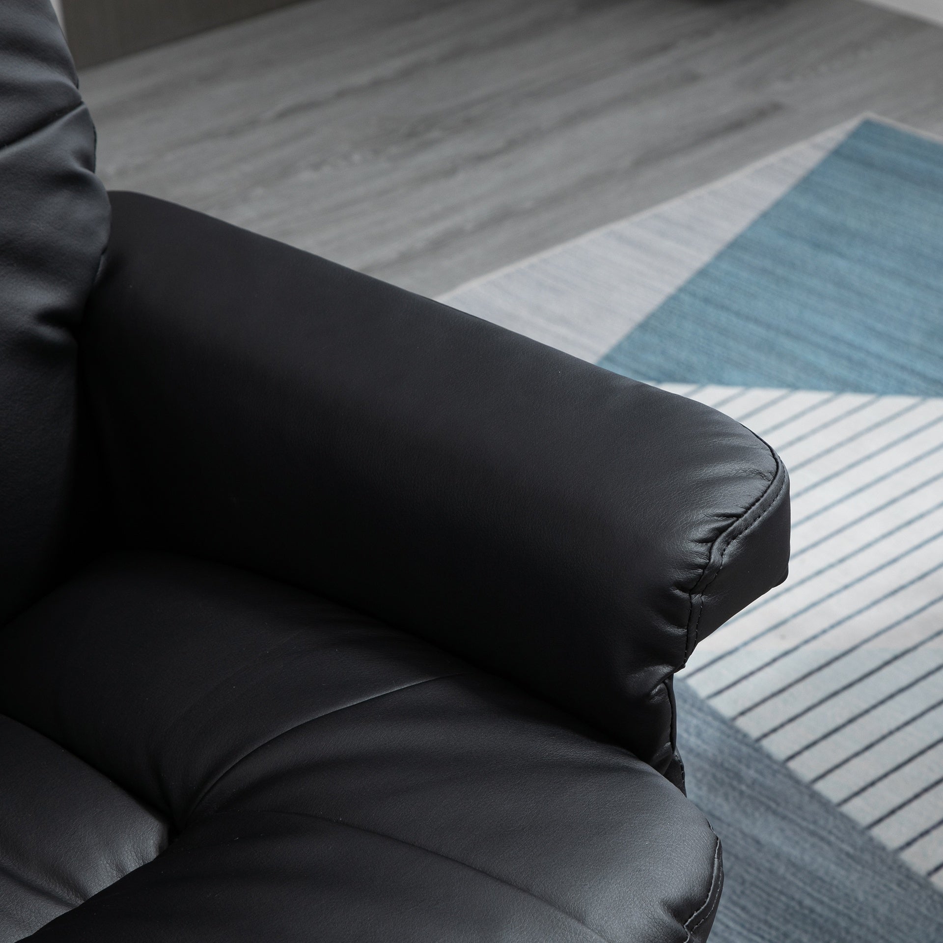 HOMCOM PU Leather Recliner Chair with Ottoman, Swivel Recliner and Ottoman with Round Wrapped Base for Living Room, Black