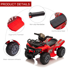 Aosom 6V Battery Powered Electric ATV, Quad Four Wheeler Ride On Toy Car w/ LED Headlights for Kids Toddlers, Red