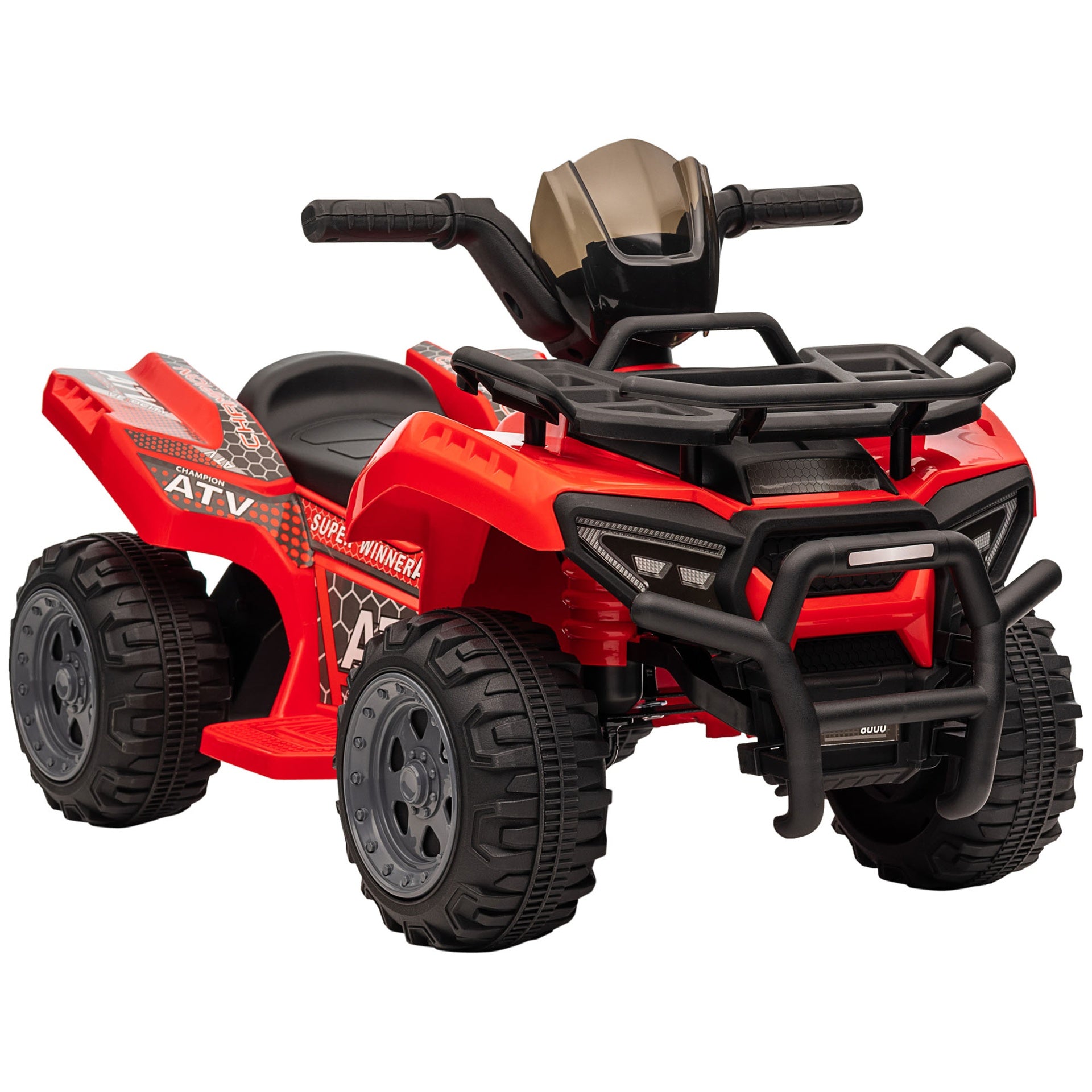 Aosom 6V Battery Powered Electric ATV, Quad Four Wheeler Ride On Toy Car w/ LED Headlights for Kids Toddlers, Red