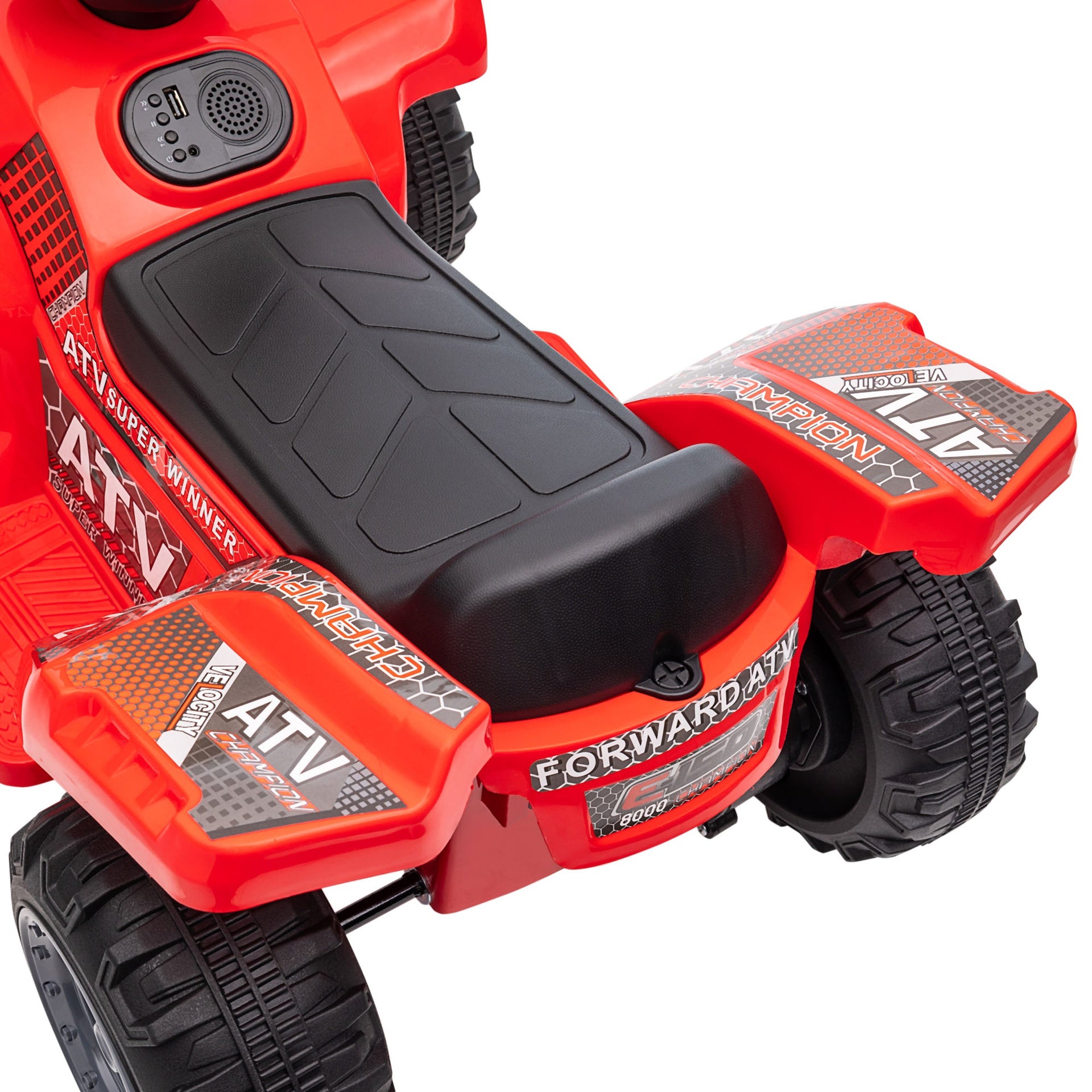 Aosom 6V Battery Powered Electric ATV, Quad Four Wheeler Ride On Toy Car w/ LED Headlights for Kids Toddlers, Red