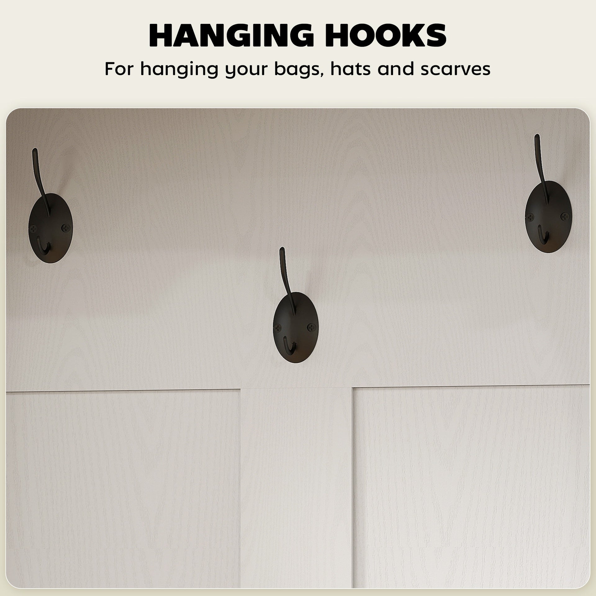 HOMCOM 3-in-1 Hall Tree with Shoe Storage, Coat Rack with Bench, Entryway Furniture with Five Hooks, White Wood Grain