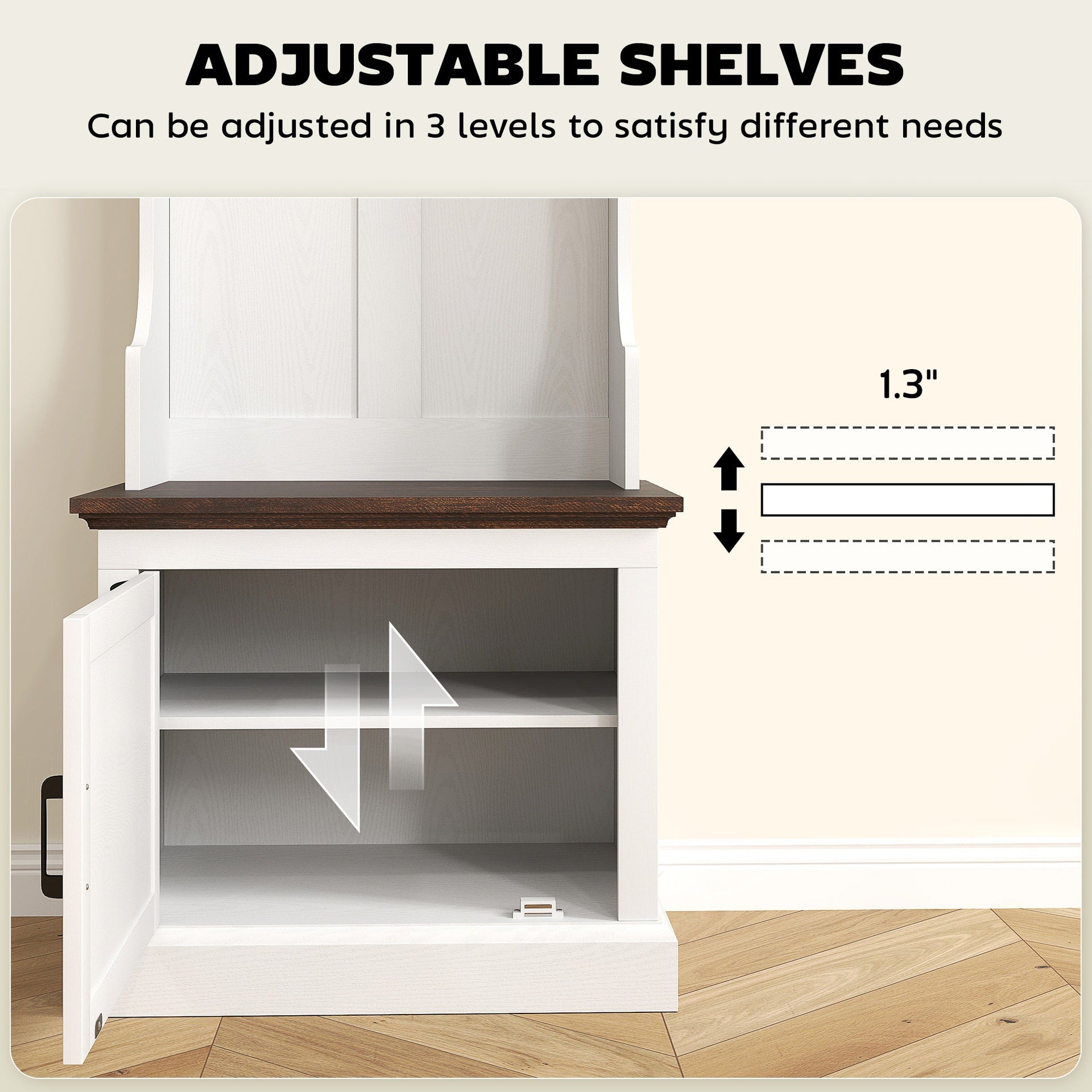HOMCOM 3-in-1 Hall Tree with Shoe Storage, Coat Rack with Bench, Entryway Furniture with Five Hooks, White Wood Grain
