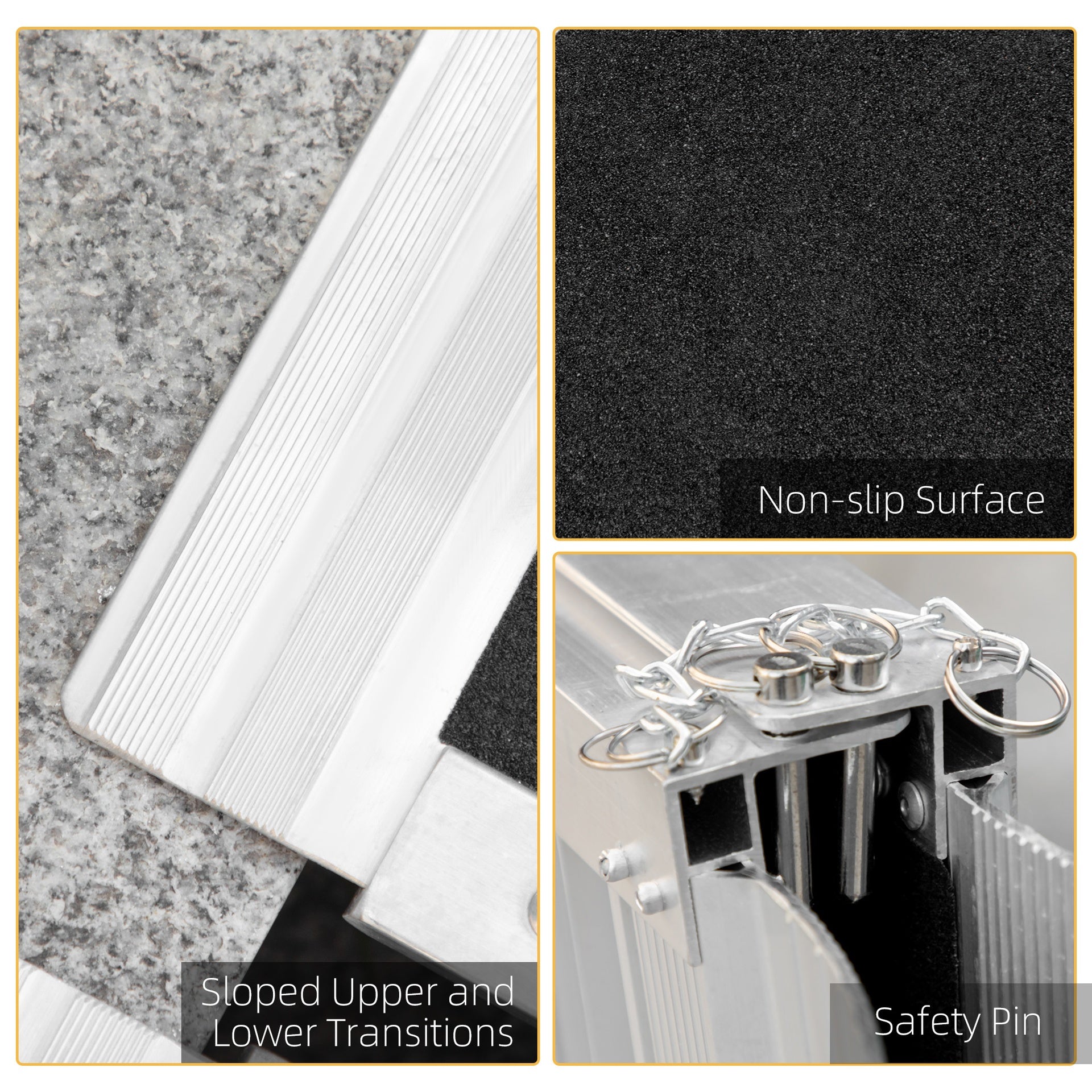 HOMCOM 5' Skidproof Portable Wheelchair Ramp for Home, Steps, Doorways, Carpeted Foldable Handicap Ramp, Threshold Ramp