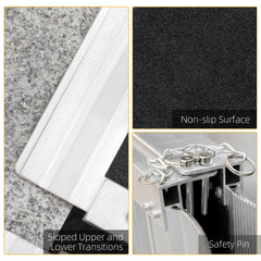 HOMCOM 5' Skidproof Portable Wheelchair Ramp for Home, Steps, Doorways, Carpeted Foldable Handicap Ramp, Threshold Ramp