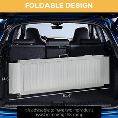 HOMCOM 5' Skidproof Portable Wheelchair Ramp for Home, Steps, Doorways, Carpeted Foldable Handicap Ramp, Threshold Ramp