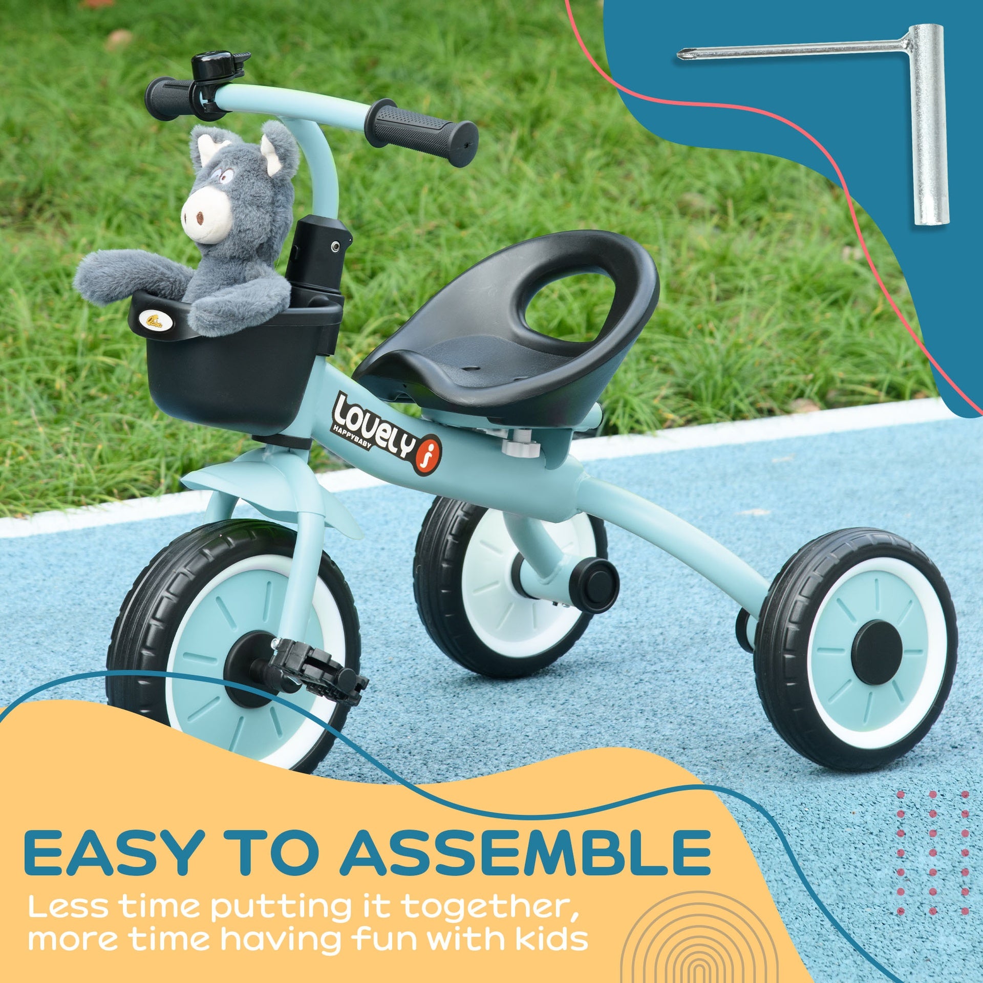 Qaba Tricycle for Kids Age 2-5, Toddler Bike for Children, Blue