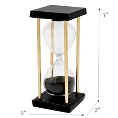 Set of 2, 3x3x7" Stanley 15-minute Hourglass, Framed with an Metal stand, Black