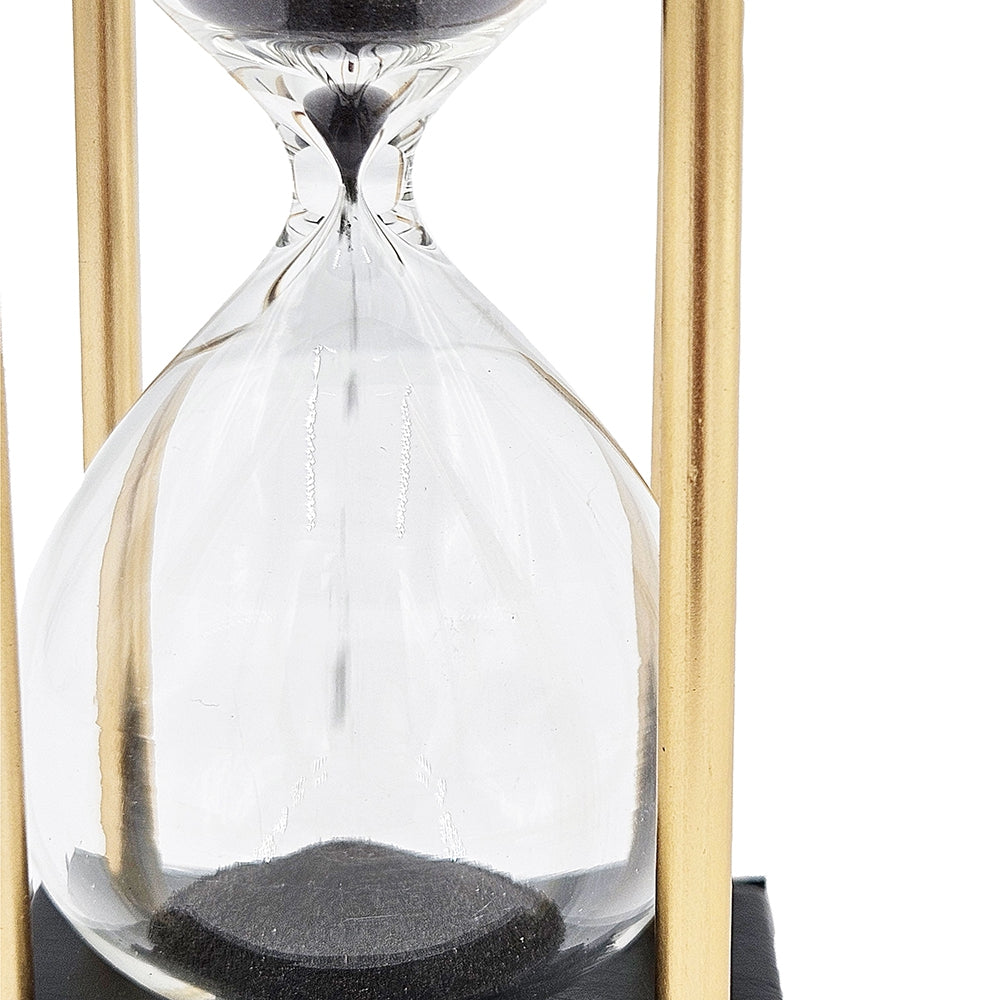 Set of 2, 3x3x7" Stanley 15-minute Hourglass, Framed with an Metal stand, Black