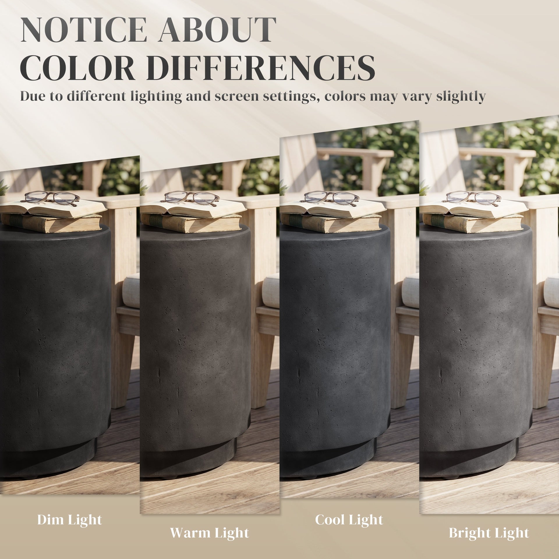 HOMCOM Lightweight Accent Table with Concrete Finish Round Side Table, Dark Gray