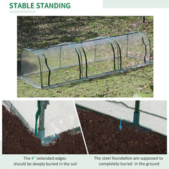 Outsunny 11.5' L x 3.25' W x 2.5' H PVC Metal Tunnel Garden Greenhouse Kit