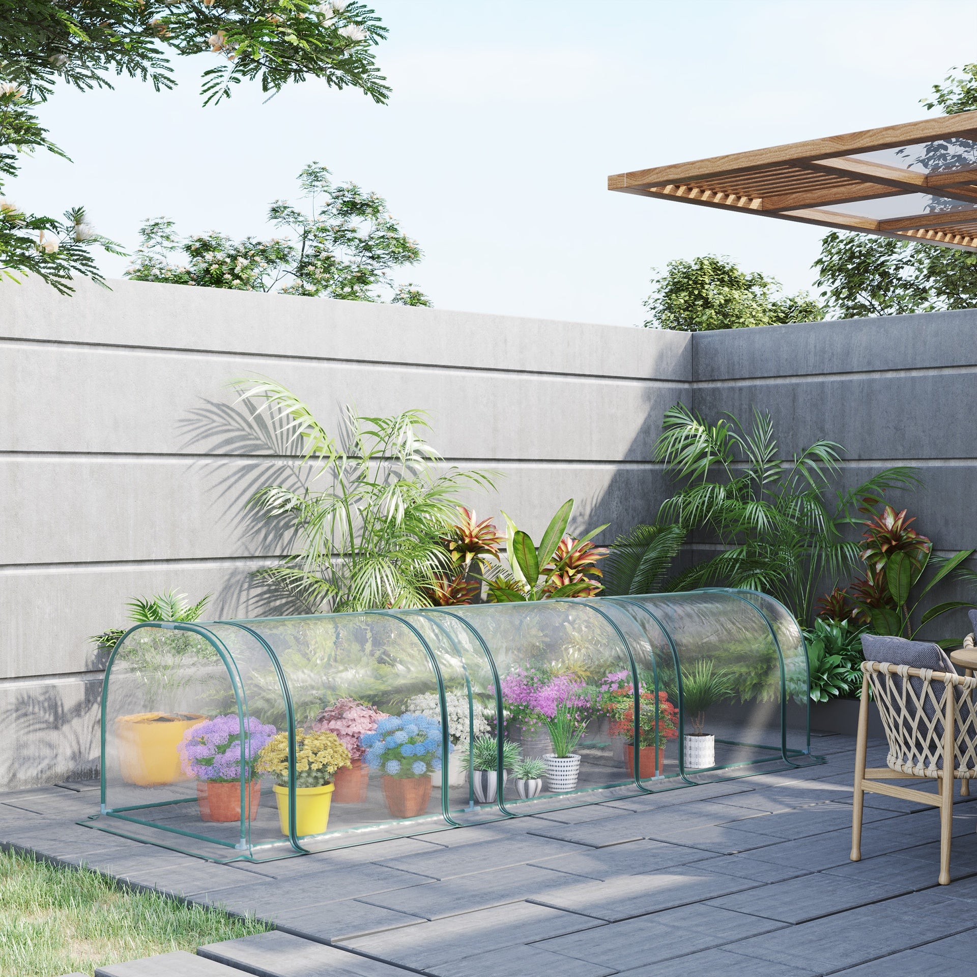 Outsunny 11.5' L x 3.25' W x 2.5' H PVC Metal Tunnel Garden Greenhouse Kit