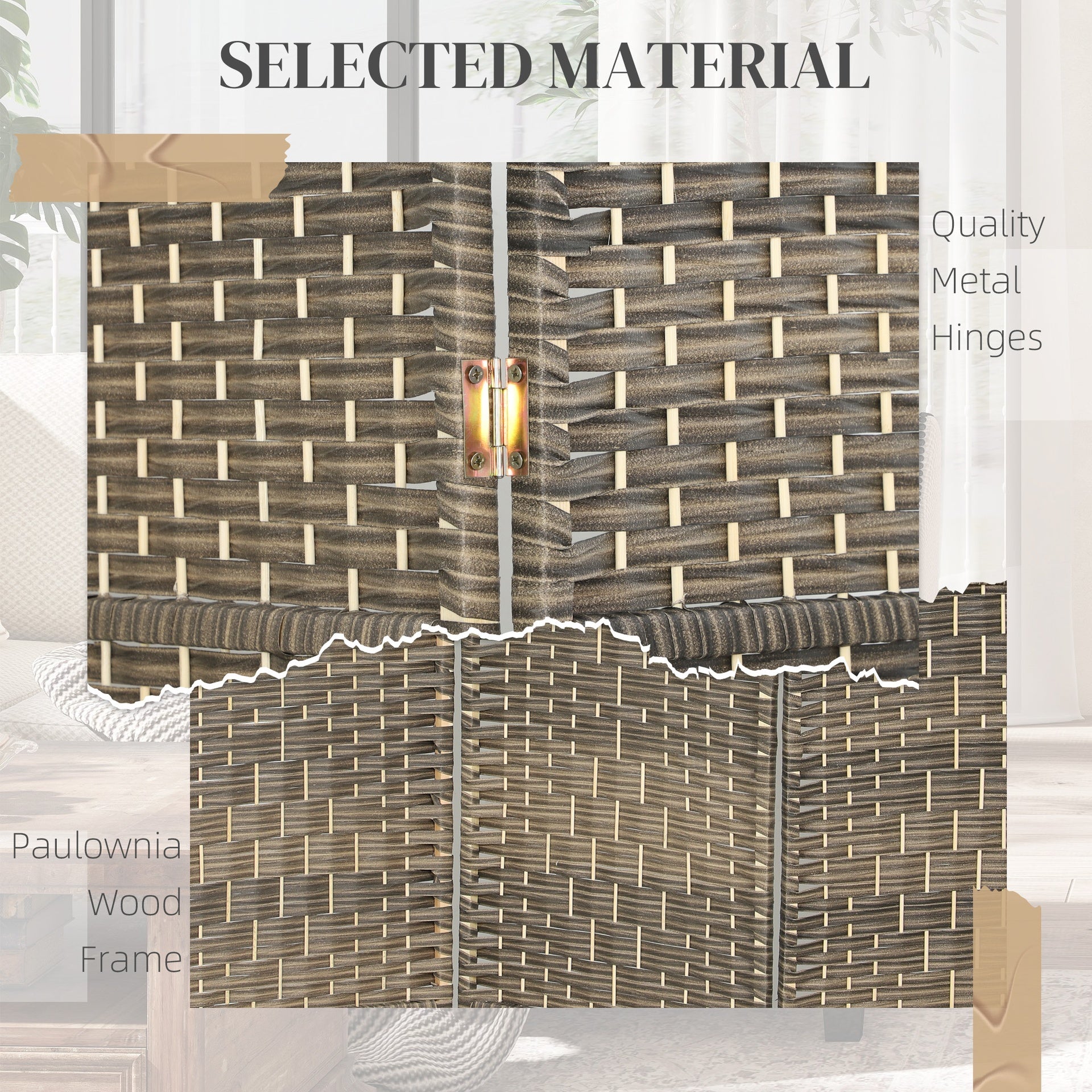HOMCOM Folding Room Divider Screen 6 Panel 6' Tall Privacy Screen Freestanding Wood Partition for Home Office, Dark Rustic Oak