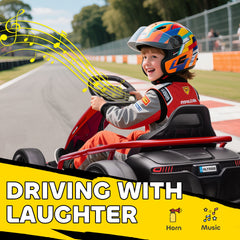 Aosom 24V Electric Go Kart for Kids, Drift Ride-On Racing Go Kart with 2 Speeds, for Boys Girls Aged 8-12 Years Old, Red