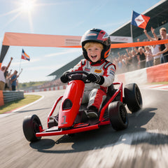 Aosom 24V Electric Go Kart for Kids, Drift Ride-On Racing Go Kart with 2 Speeds, for Boys Girls Aged 8-12 Years Old, Red