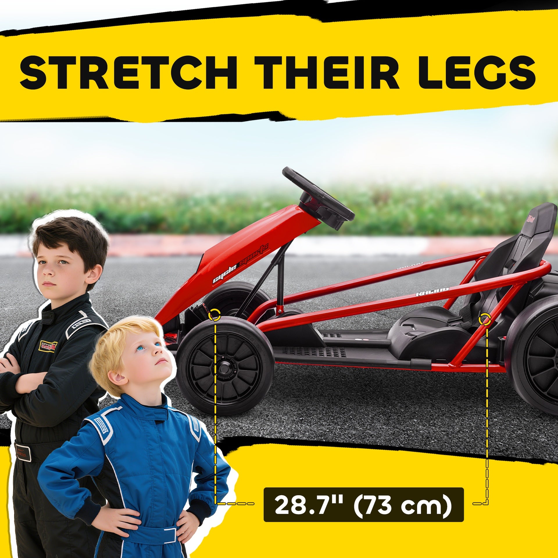 Aosom 24V Electric Go Kart for Kids, Drift Ride-On Racing Go Kart with 2 Speeds, for Boys Girls Aged 8-12 Years Old, Red
