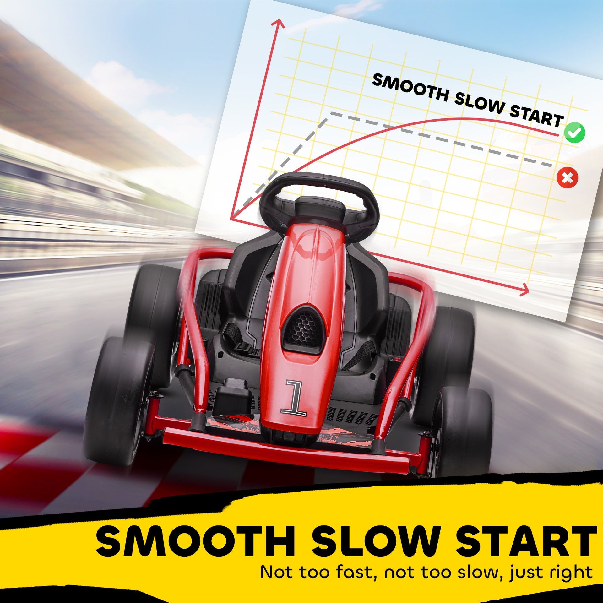 Aosom 24V Electric Go Kart for Kids, Drift Ride-On Racing Go Kart with 2 Speeds, for Boys Girls Aged 8-12 Years Old, Red