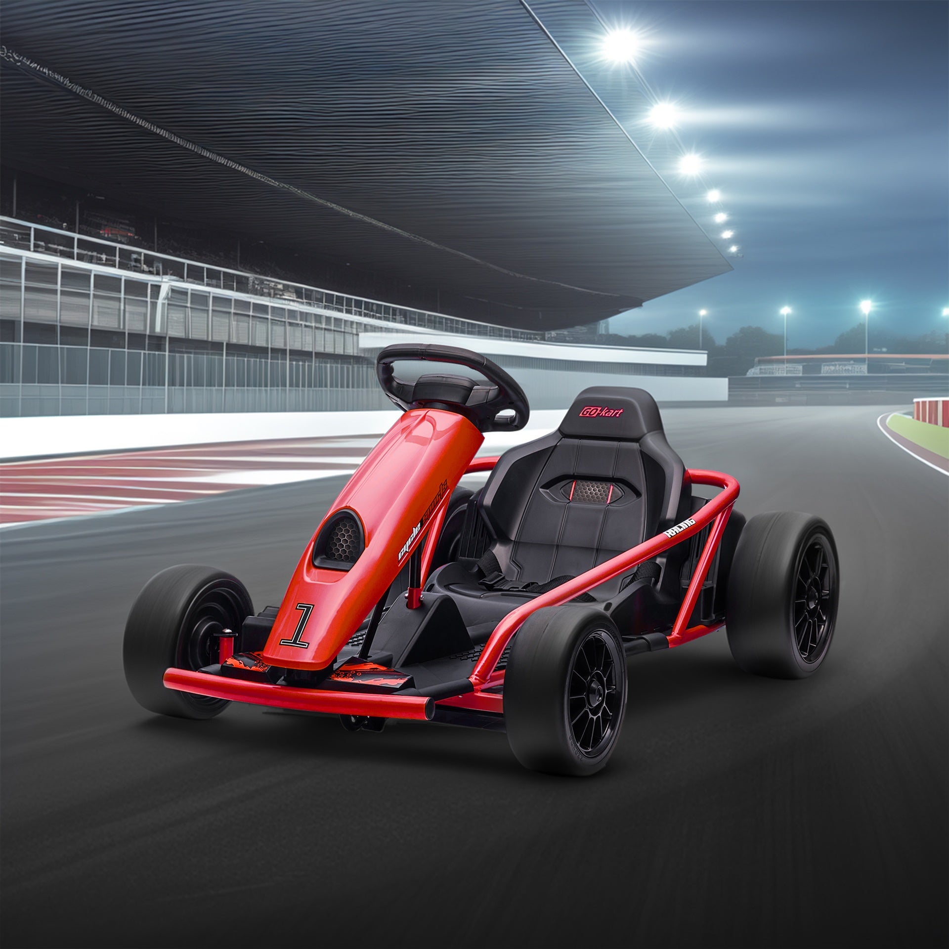 Aosom 24V Electric Go Kart for Kids, Drift Ride-On Racing Go Kart with 2 Speeds, for Boys Girls Aged 8-12 Years Old, Red