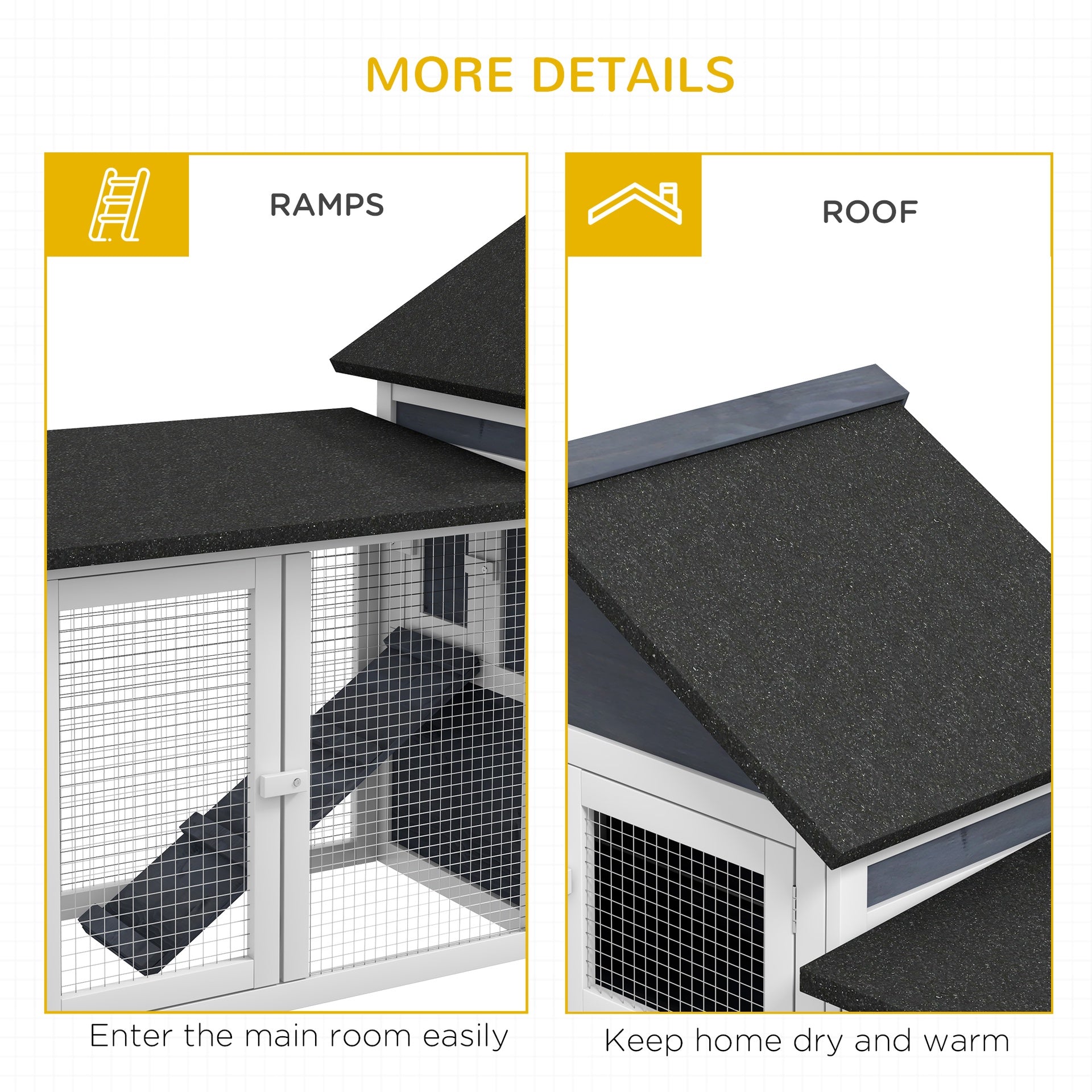 PawHut Outdoor Rabbit House 83" 2 Story Deluxe XL Wooden Rabbit Hutch, Big Bunny Cage w/ Ladder and Run, Dark Gray