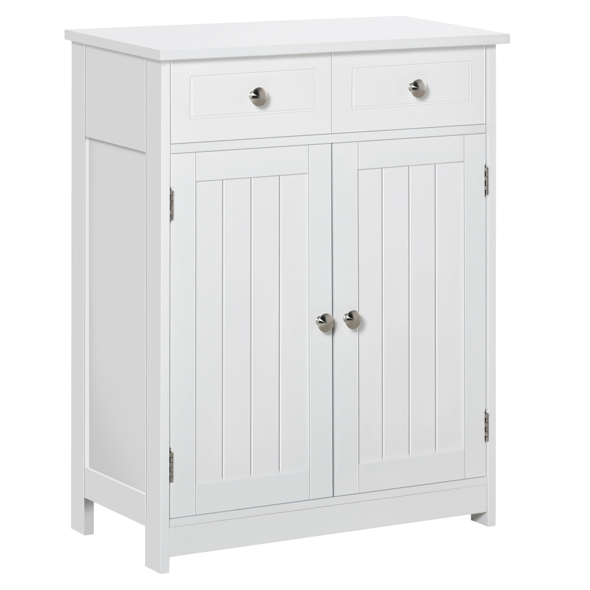 Kleankin Freestanding Bathroom Floor Cabinet, Wooden Bathroom Cabinet with 2 Doors, 2 Drawers and Adjustable Shelf, White