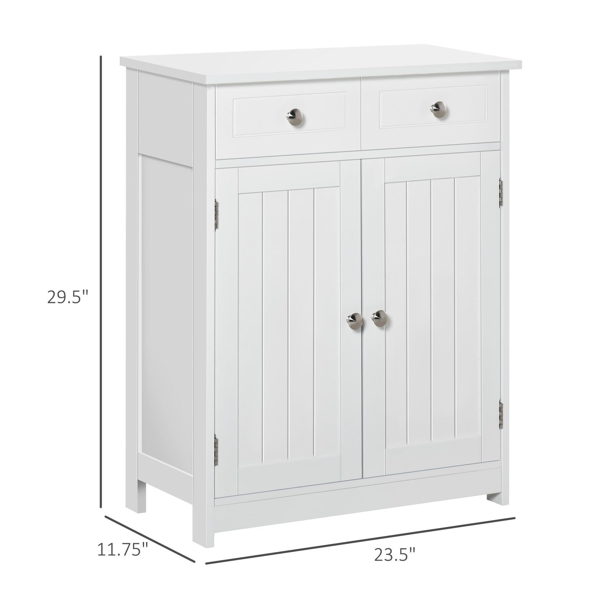 Kleankin Freestanding Bathroom Floor Cabinet, Wooden Bathroom Cabinet with 2 Doors, 2 Drawers and Adjustable Shelf, White