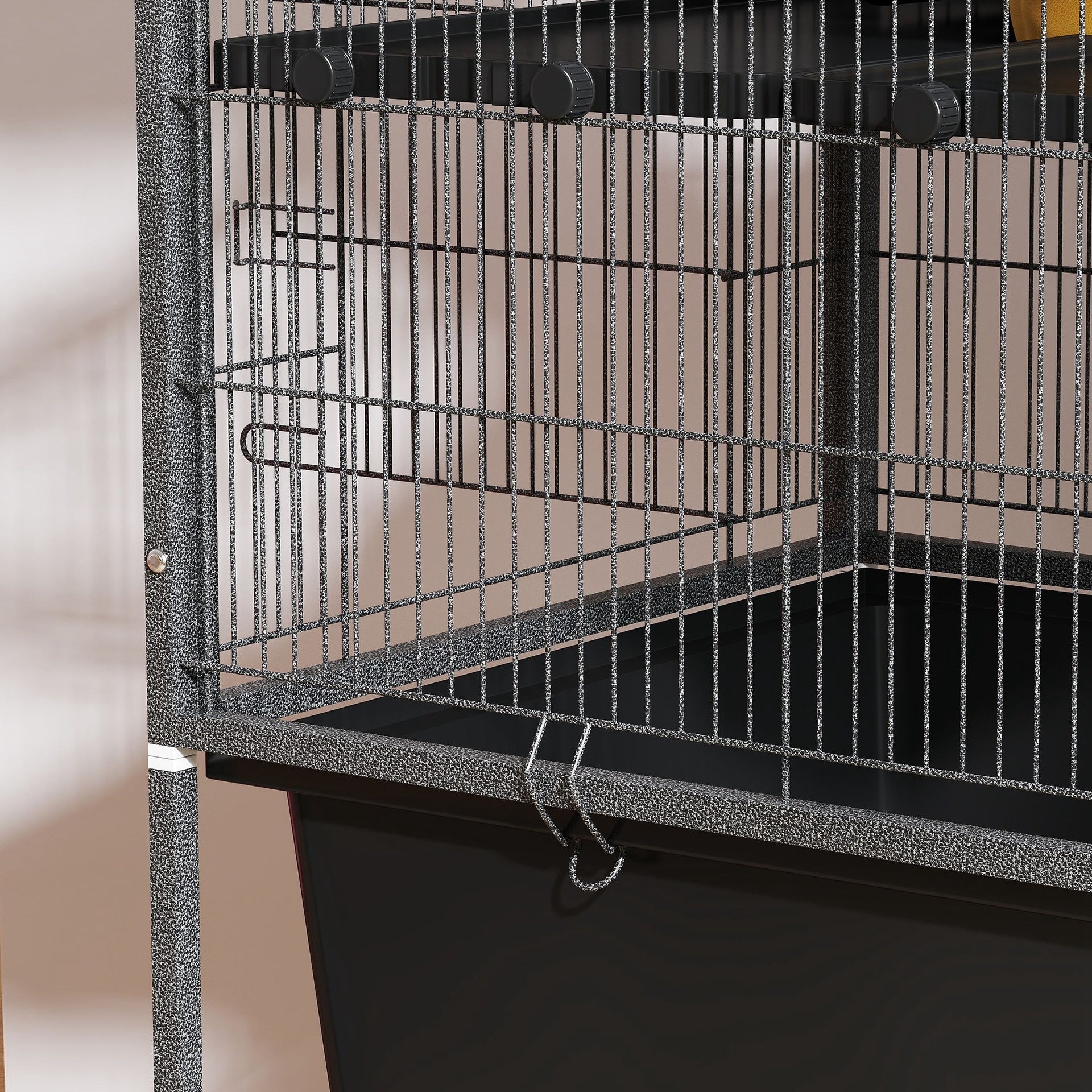 PawHut 59" 5-Level Small Animal Cage, Rolling Ferret Cage with 6.3" Deep Tray, Non-Slip Cloth Covered Ramps, Hammock, Dark Gray