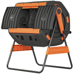 Outsunny Compost Bin Outdoor, 53 Gal Dual Chamber Tumbling Composter with Adjustable Vents, BPA Free Tumbling Composter, Orange