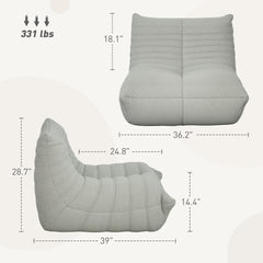 HOMCOM Bean Bag Chair for Adults, Giant Fireside Chair, Bean Bag Sofa with High Density Foam for Living Room, Light Gray