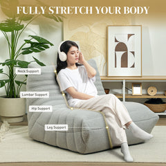 HOMCOM Bean Bag Chair for Adults, Giant Fireside Chair, Bean Bag Sofa with High Density Foam for Living Room, Light Gray