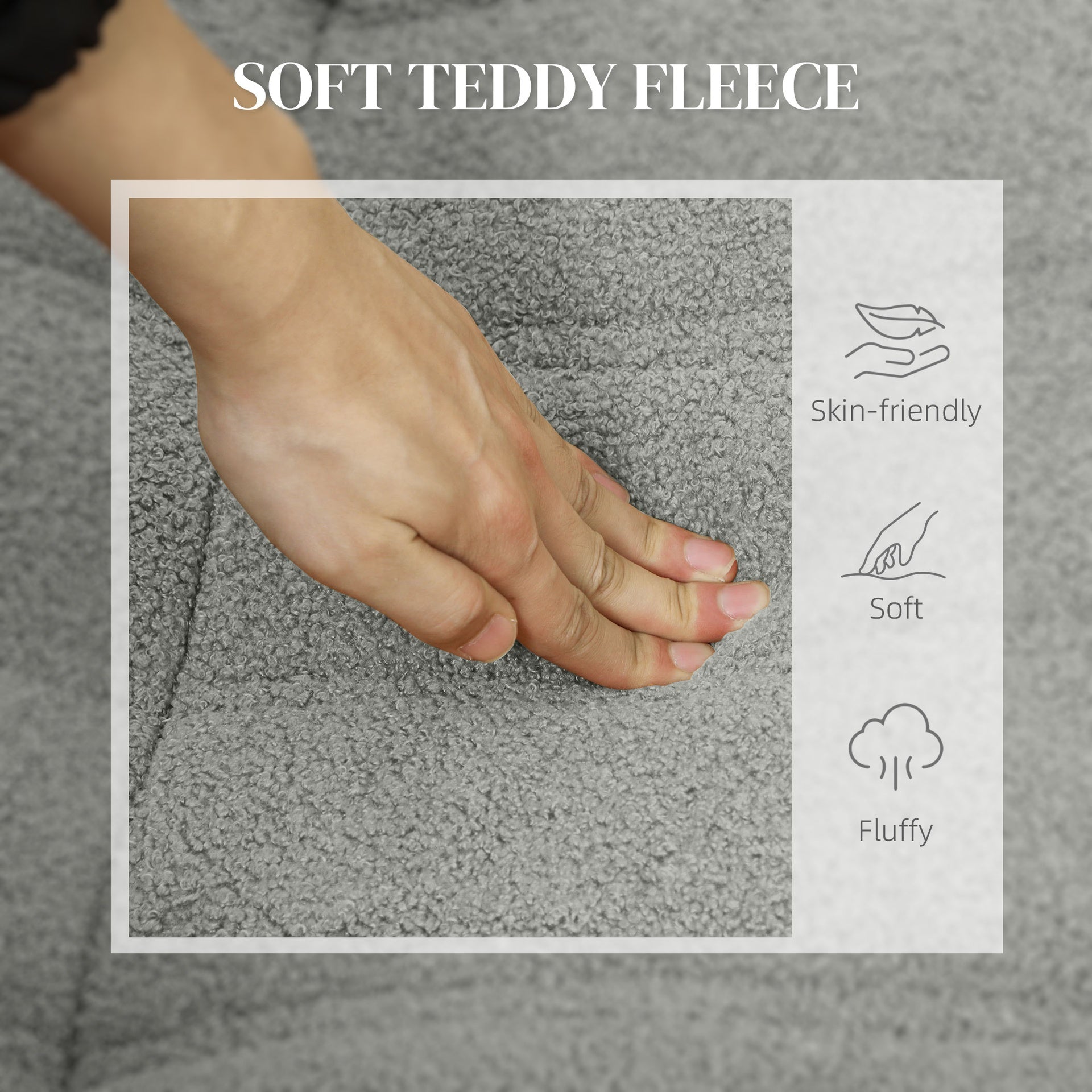 HOMCOM Bean Bag Chair for Adults, Giant Fireside Chair, Bean Bag Sofa with High Density Foam for Living Room, Light Gray