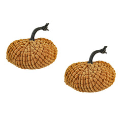 Set of 2, 6.5x6.5x6"H Chenille Weighted Pumpkin orange, Pumpkin Ornament Decor for Holiday Harvest Festival Fall Festival & Thanksgiving