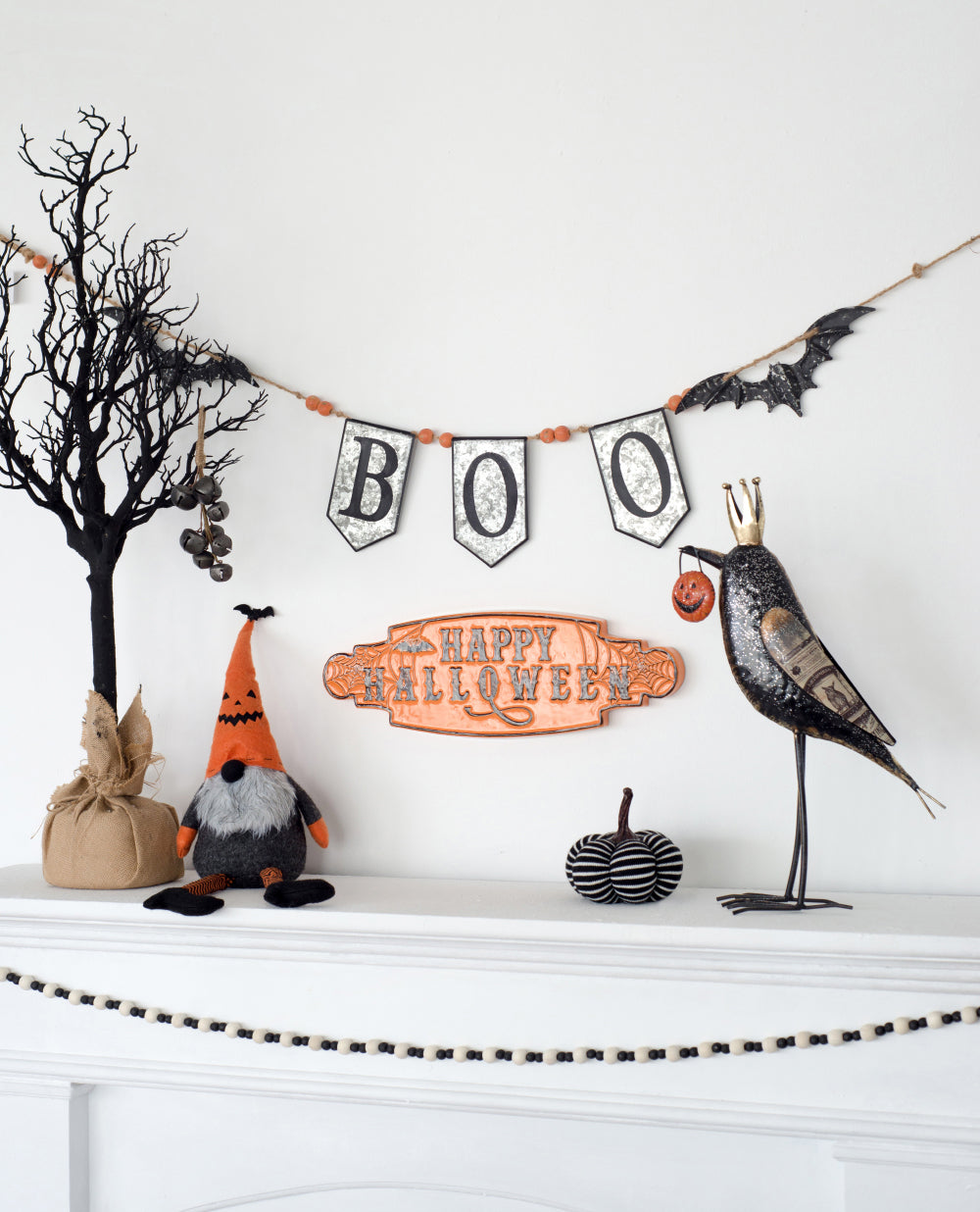 67x7.3"H Iron Boo Banner W/Bats, for Halloween Holiday Decor
