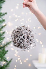 D6" Iced Twig Ball, Decorative Hanging Ball Christmas Tree Ornaments for Holiday Party Decorations, Set of 4