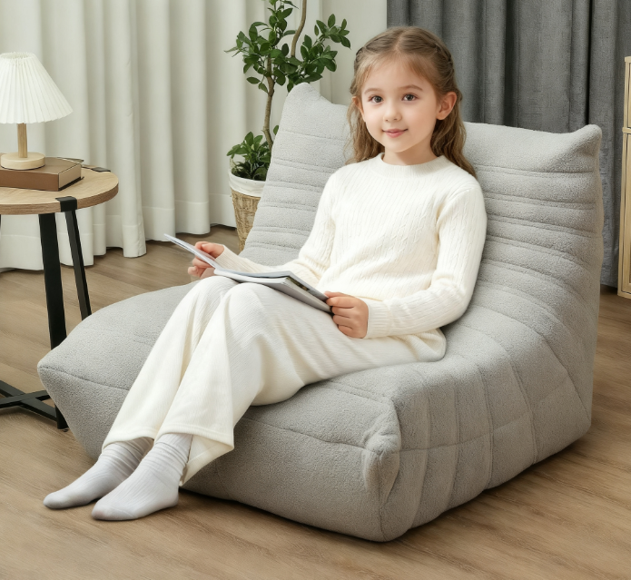Bean Bag Chair ,  Bean Bag Sofa with High Density Foam for bedroom, Light Gray
