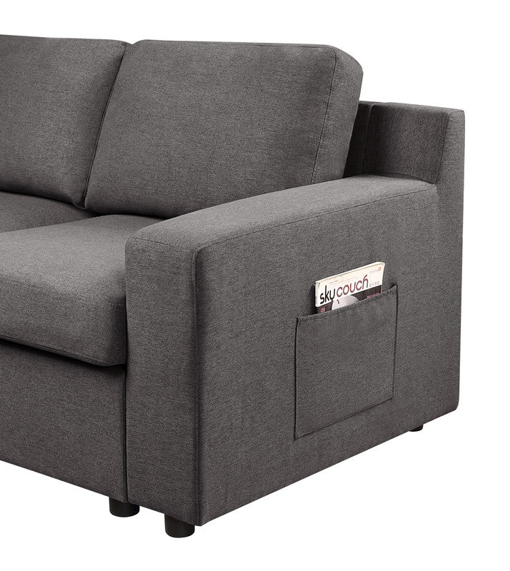 Walfredo 145.5"W Gray Linen 7-Seater U-Shape Sectional Sofa Chaise with Pocket