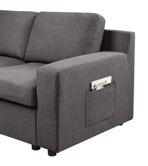Walfredo 145.5"W Gray Linen 7-Seater U-Shape Sectional Sofa Chaise with Pocket