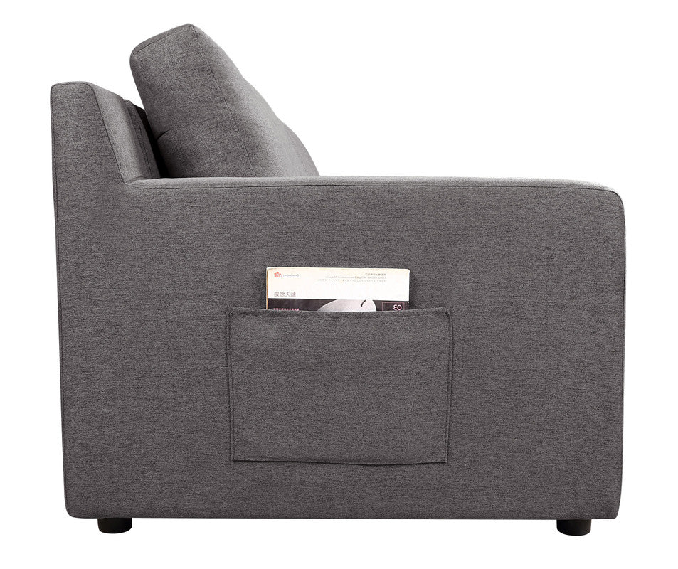 Walfredo 145.5"W Gray Linen 7-Seater U-Shape Sectional Sofa Chaise with Pocket