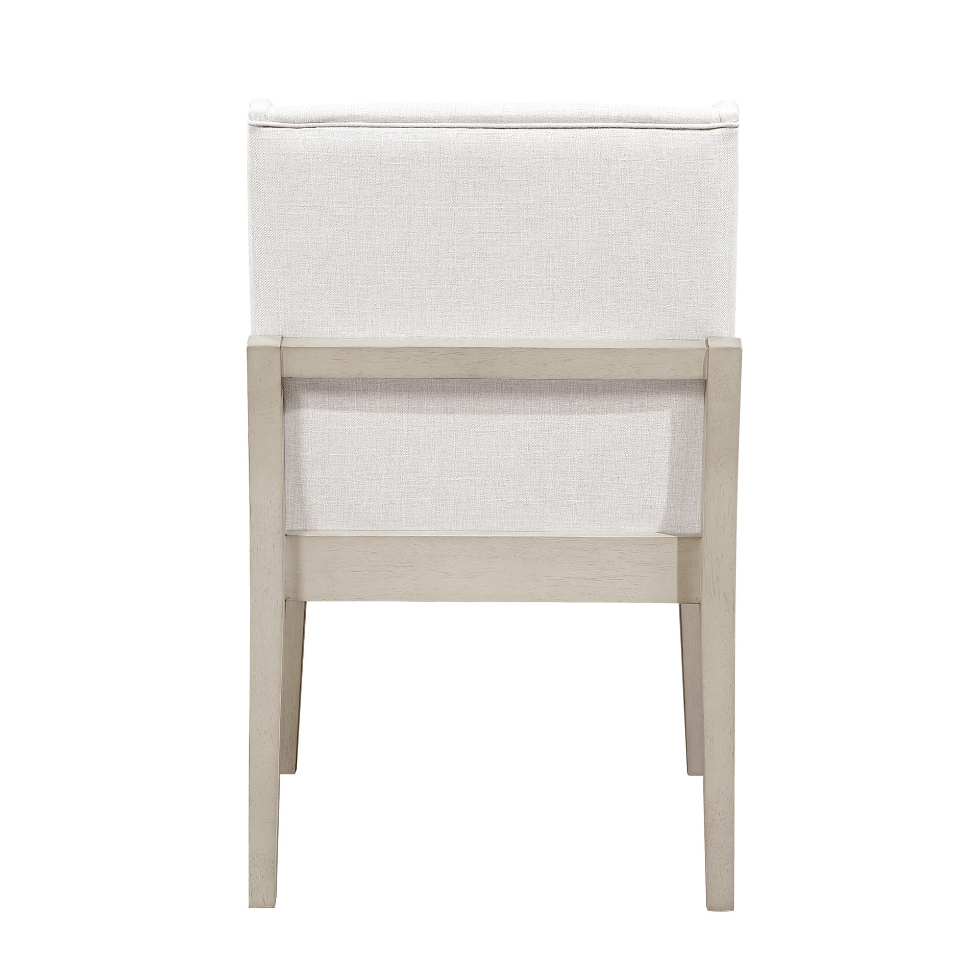 Beautiful Upholstered Arm Chairs Set of 2 Antique White Finish Dining Furniture Classic Ivory Fabric