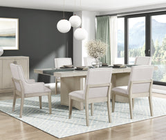 Beautiful Antique White Finish Dining Set 7pc Extendable Table and Upholstered Chairs Wooden Classic Furniture