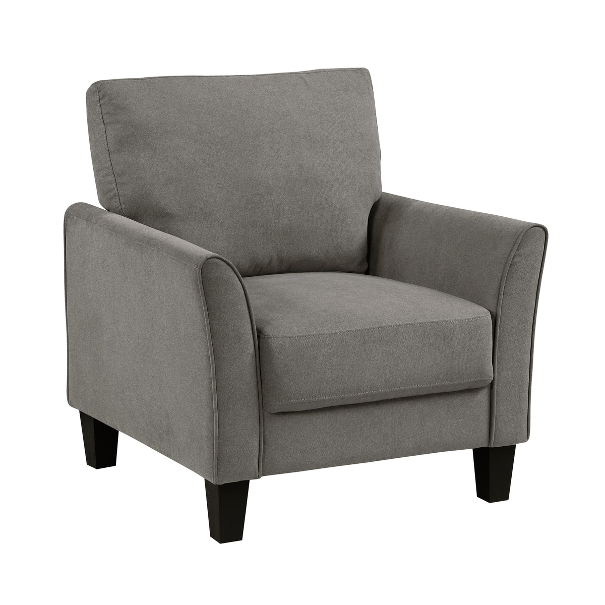 Modern Contemporary Upholstered Chair Brown Gray Plush Seat Comfort Durable Solid Wood Living Room Furniture 1pc