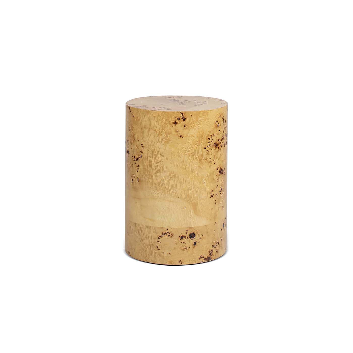 Nebula 22" Accent Pillar Side Table Warm Natural Brown Burl Wood