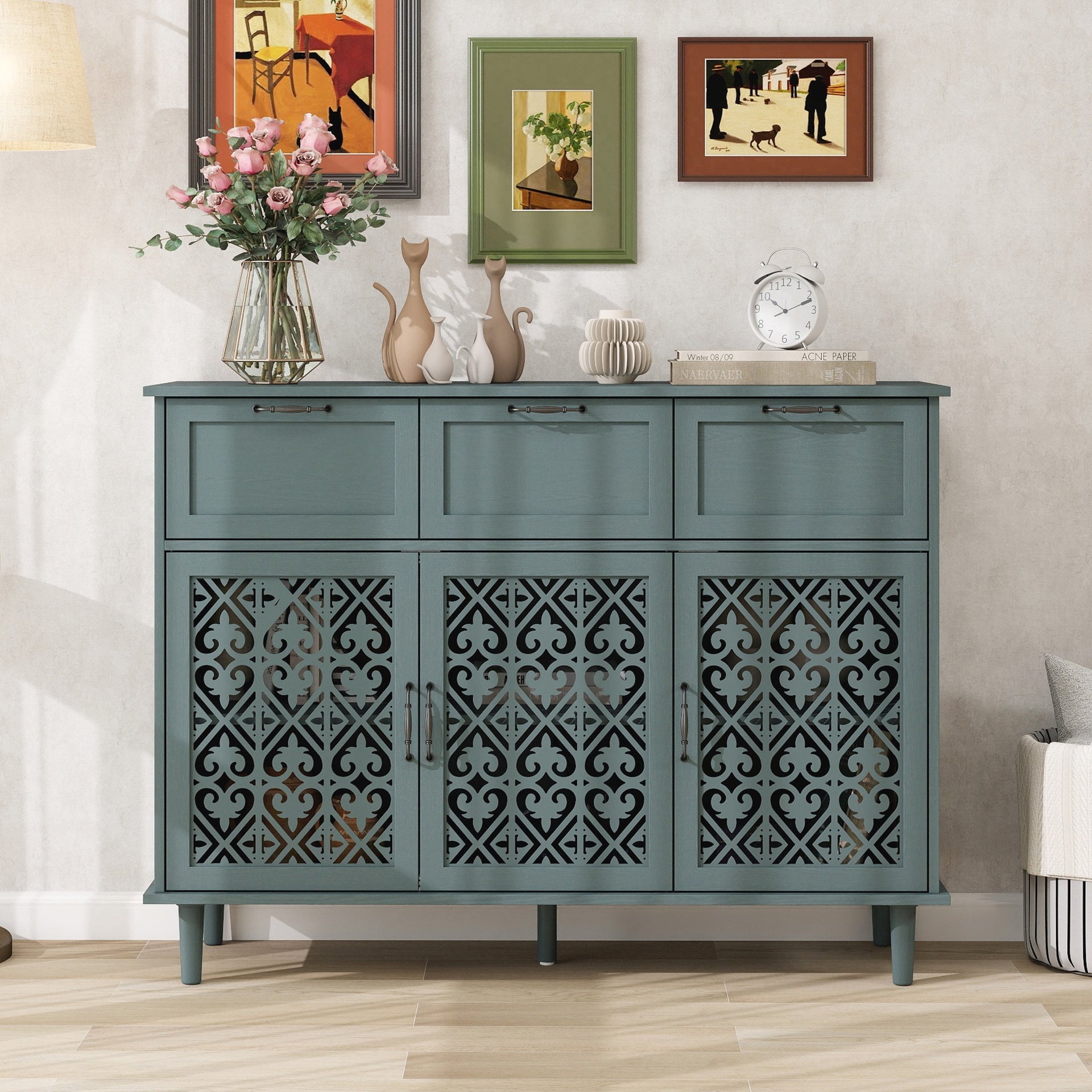 3 Door 3 Drawer Cabinet, American Furniture, Suitable for Bedroom, Living Room, Study