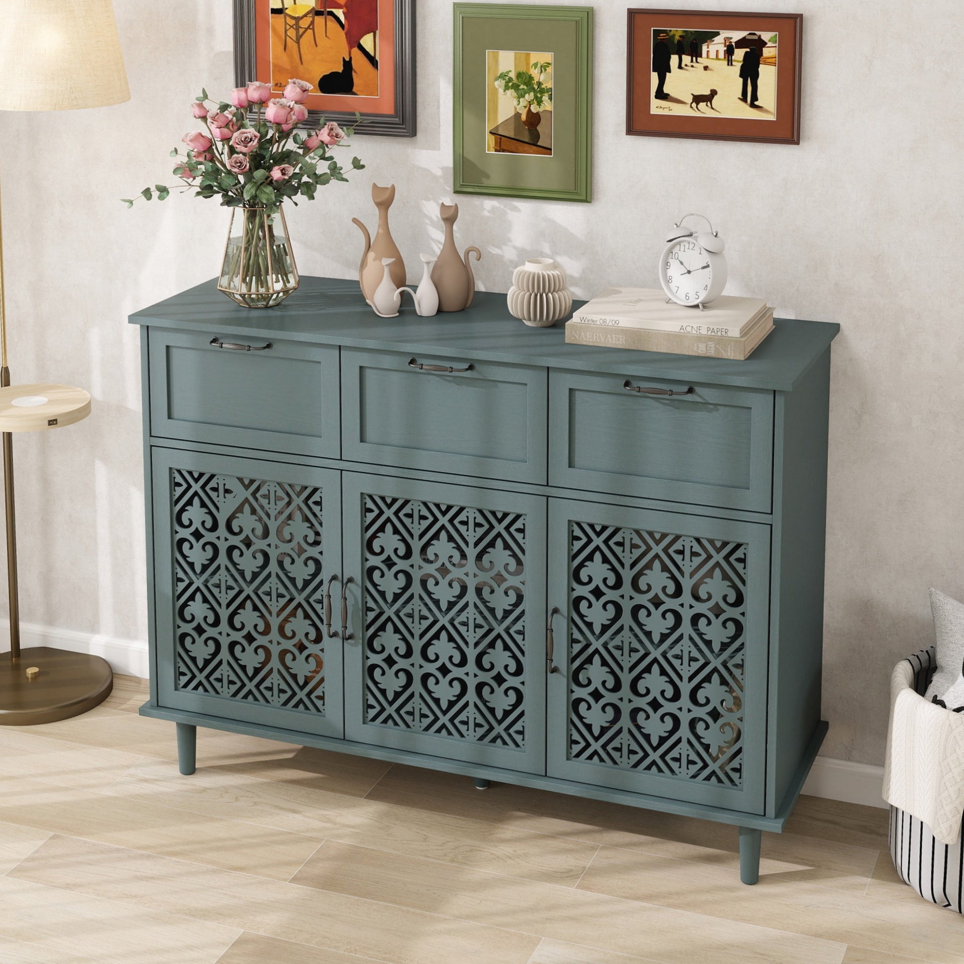 3 Door 3 Drawer Cabinet, American Furniture, Suitable for Bedroom, Living Room, Study
