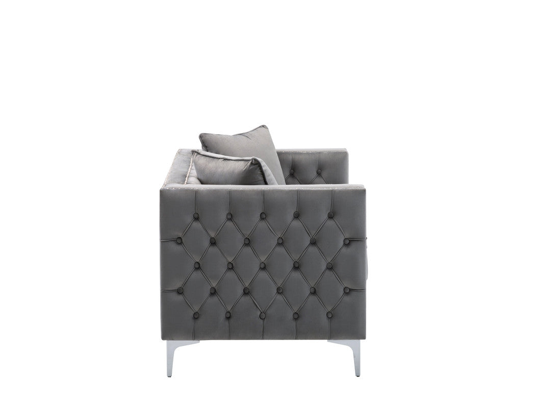 Noir 63"W Gray Velvet Loveseat