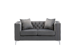 Noir 63"W Gray Velvet Loveseat