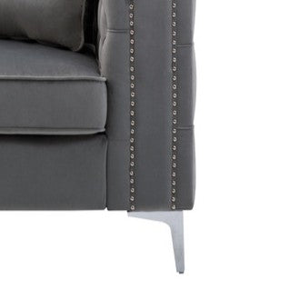 Noir 63"W Gray Velvet Loveseat